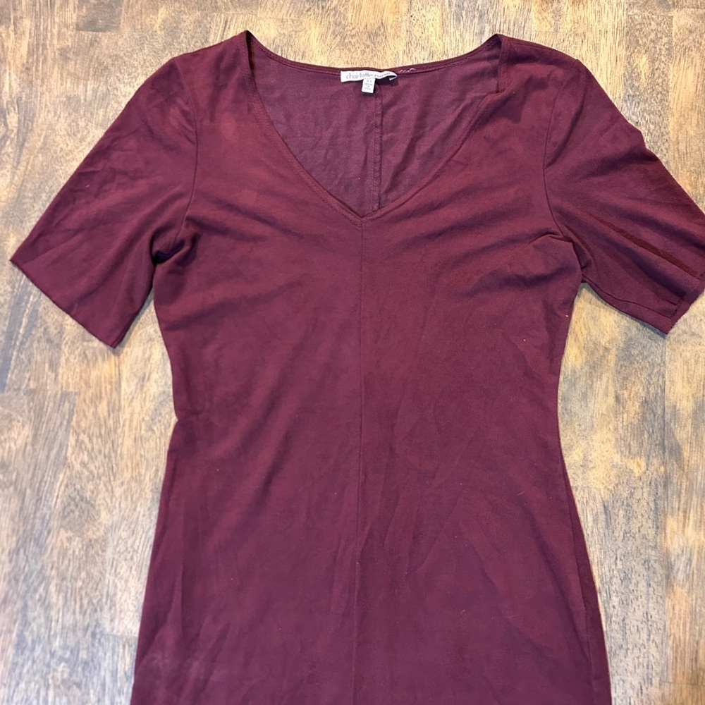 Charlotte Russe Burgundy Faux Suede Bodycon Dress | XS | Made in USA - Picture 4 of 5